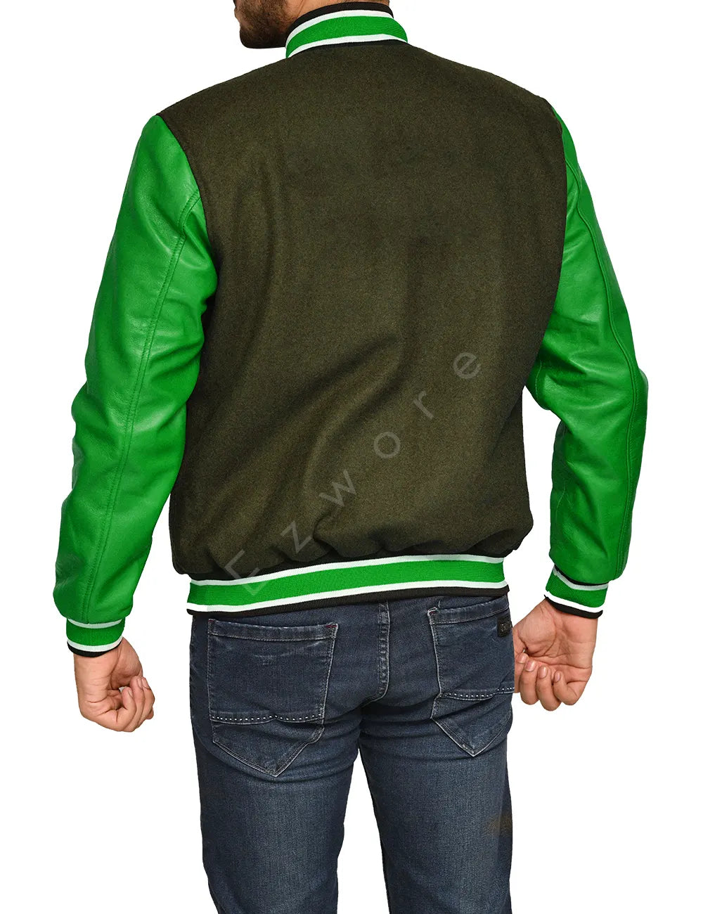 Mens Green and Black Varsity Jacket