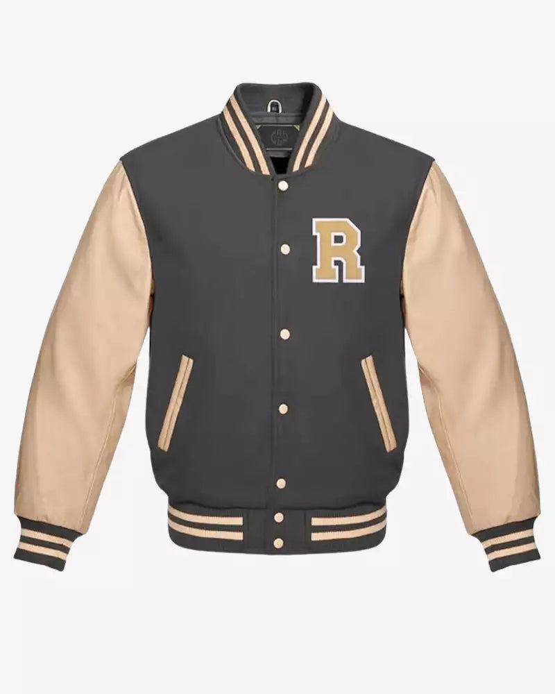 Men Grey Varsity Jacket