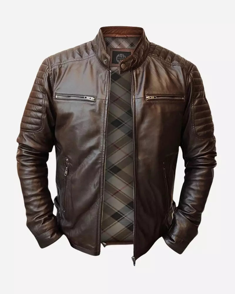 Men Handmade Slim Fit Leather Jacket