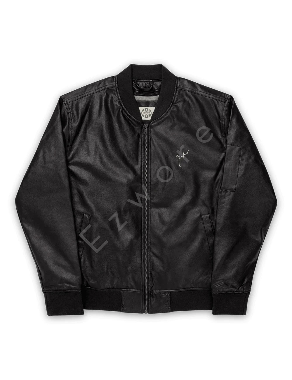 Men Simple Black Bomber Jacket