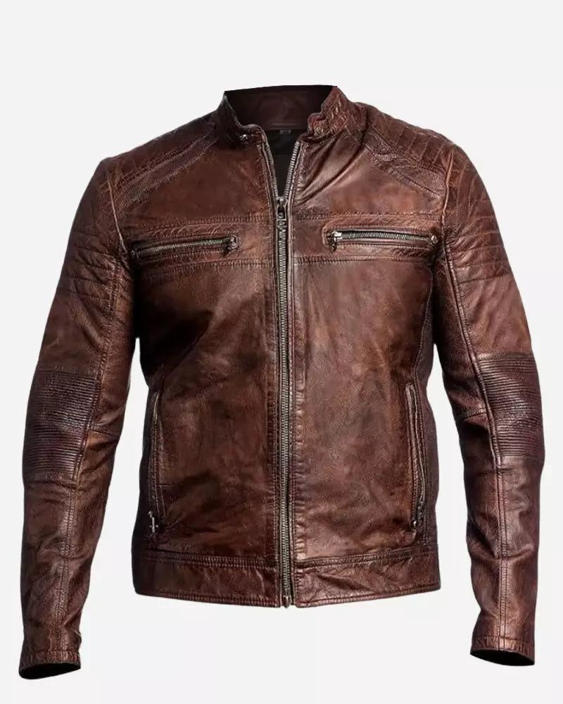 Brown Vintage Cafe Racer Leather Jacket