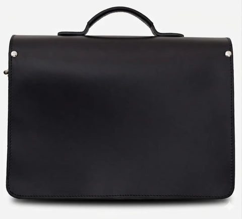 Men Black Professor Genuine Leather Satchel