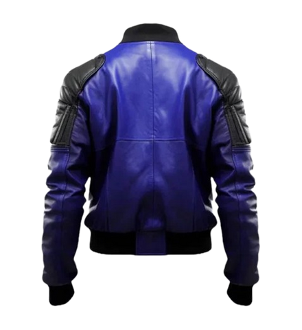 Men Blue & Black Bomber Jacket
