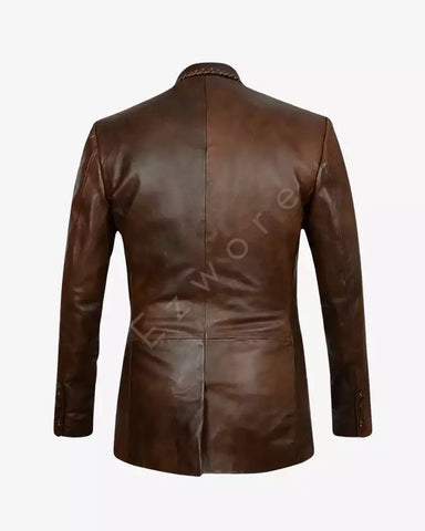 Men Brown Lambskin Leather Blazer