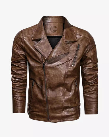 Men Casual Faux Motorcycle Leather Jacket