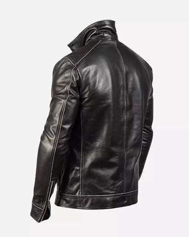 Men Hudson Black Biker Jacket