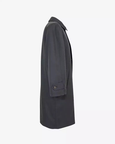 Men's Knee Nappa Black Leather Overcoat