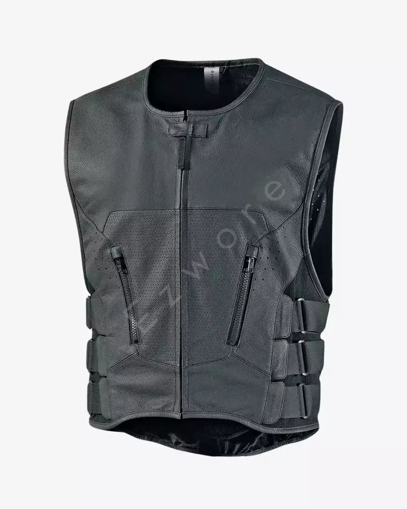 Men Sheepskin Leather Biker Vest