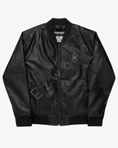 Men Simple Black Bomber Jacket