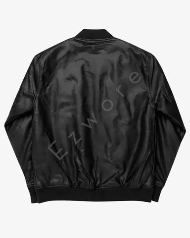 Men Simple Black Bomber Jacket