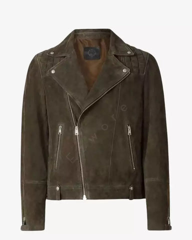 Men Suede Biker Leather Jacket