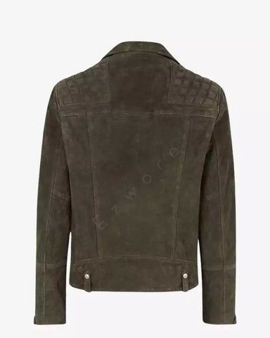 Men Suede Biker Leather Jacket