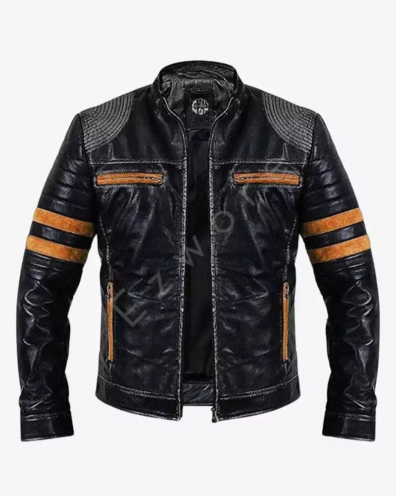Men Vintage Cafe Racer Leather Jacket