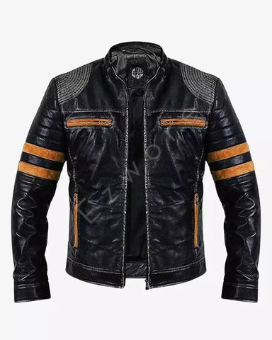 Men Vintage Cafe Racer Leather Jacket