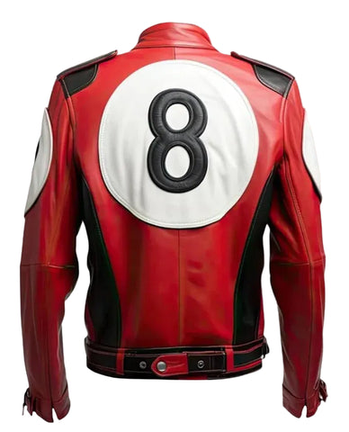 Men's 8 Ball Pool Bomber Billiard Cue Leather Jacket