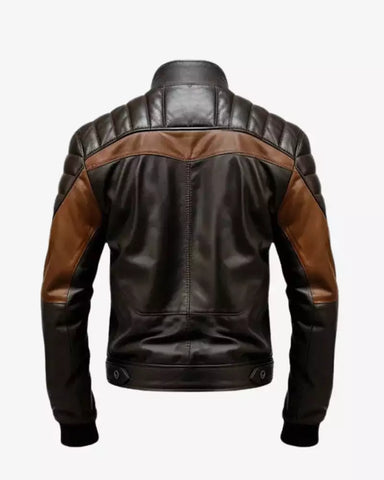 Men's Brown Black Leather Jacket