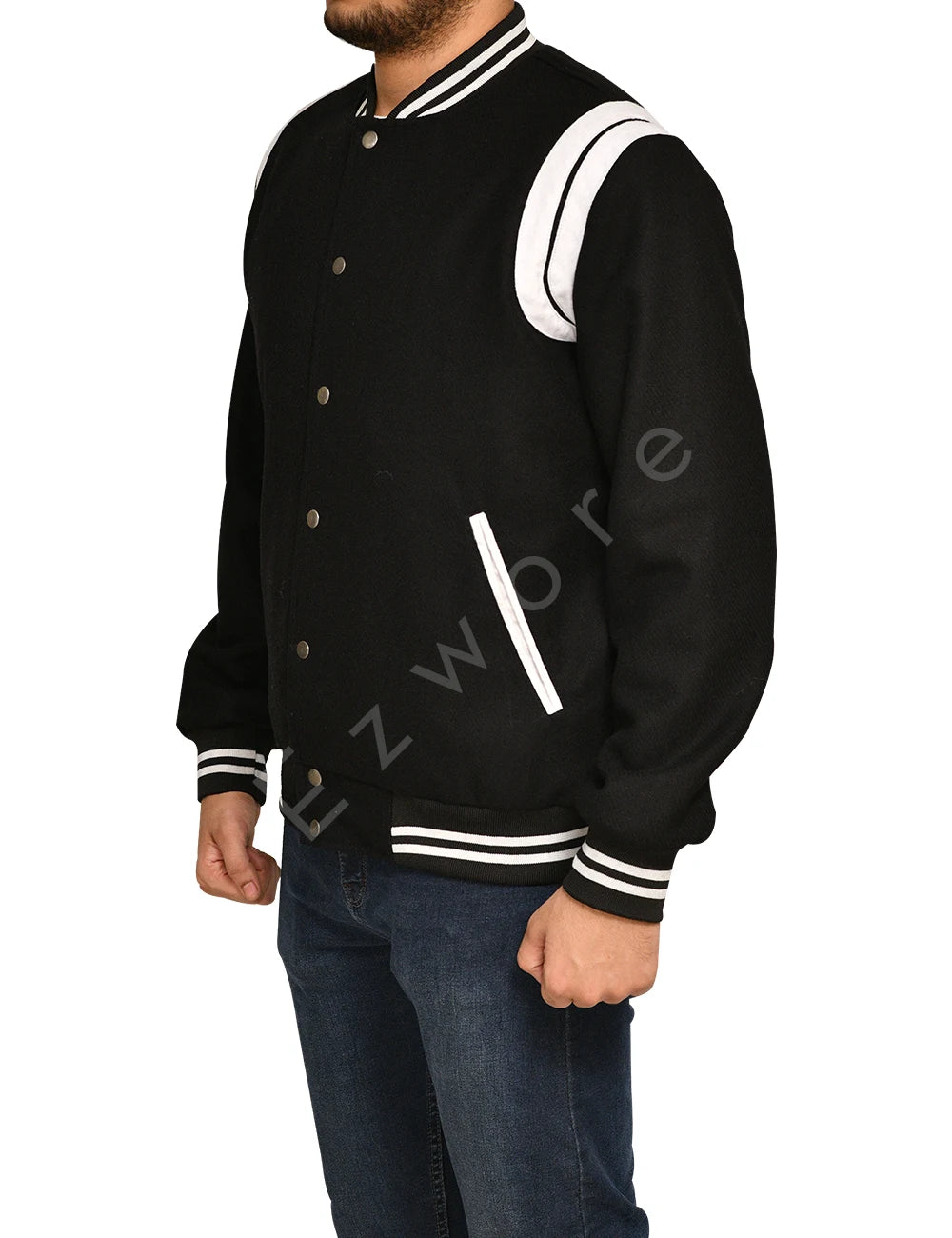 Men's Black Varsity Jacket Black Varsity Jacket for Men Ezwore