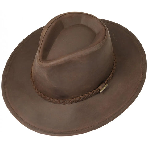 Mens Bomber Brown Annville Leather Hat