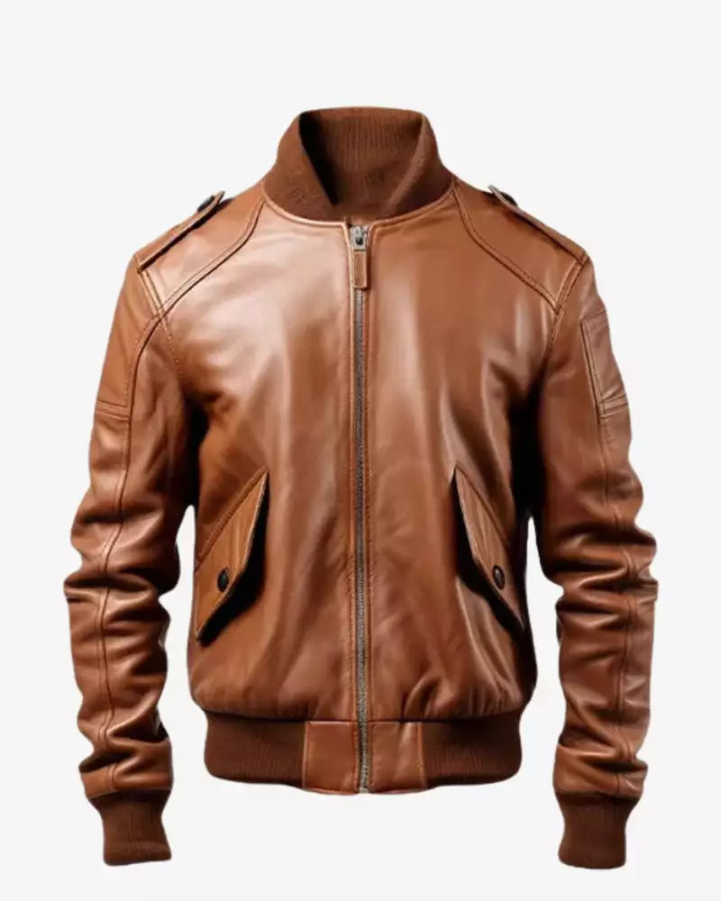 Men's Brown Bomber Leather Jacket