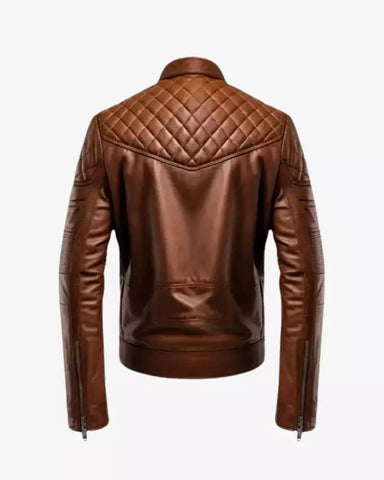 Men's Brown Cafe Racer Moto Jacket