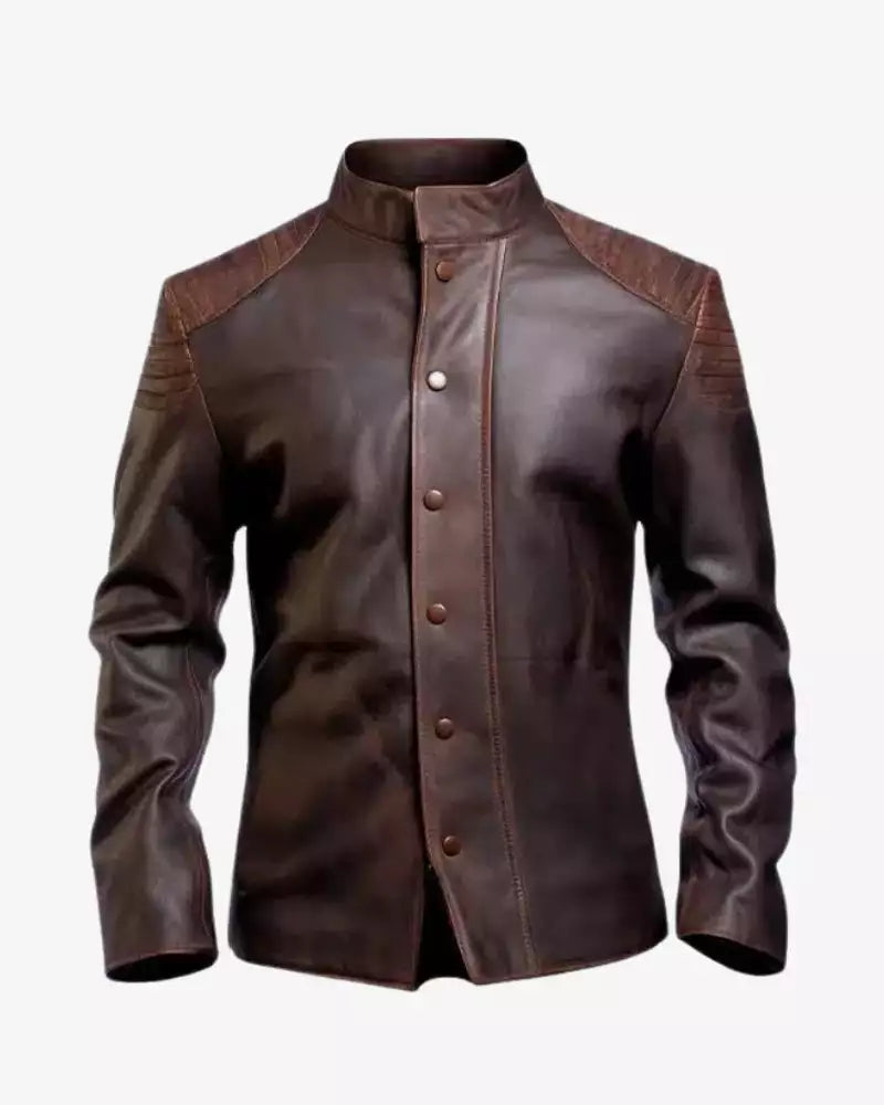 Men's Brown Distressed Leather Jacket