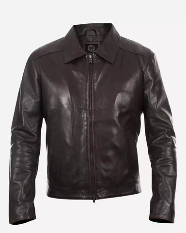 Mens BrownItalian Genuine Real Leather Jacket