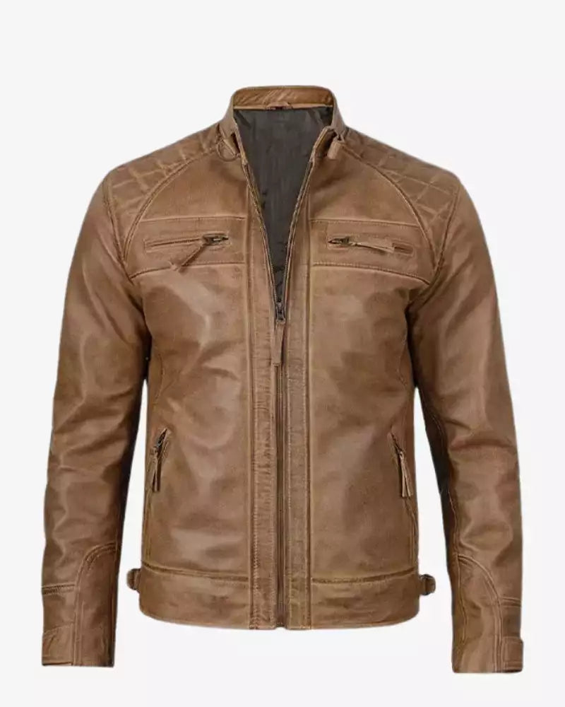 Men's Camel Brown Leather Jacket