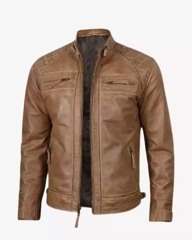 Men's Camel Brown Leather Jacket