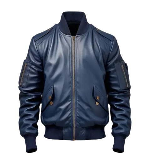 Men’s Blue Flight Bomber Leather Jacket