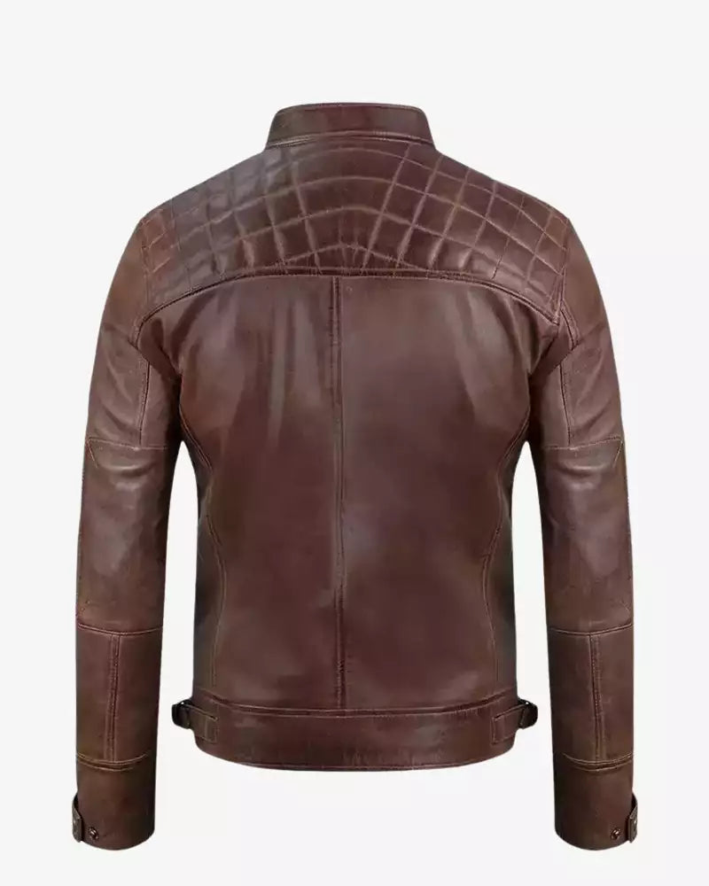 Men Brown Cafe Racer Jacket