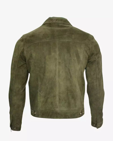 Men’s Green Suede Trucker Jacket