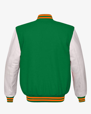 Mens Green and White Varsity Jacket