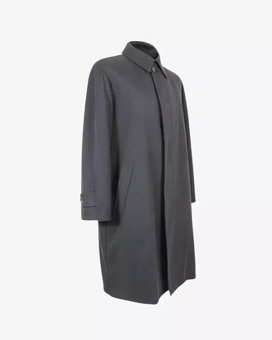 Men's Knee Nappa Black Leather Overcoat