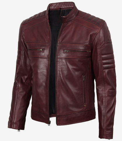 Mens-Biker-Burgundy-Leather-Jacket