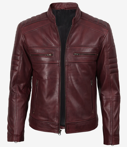 Mens-Biker-Style-Burgundy-Leather-Jacket