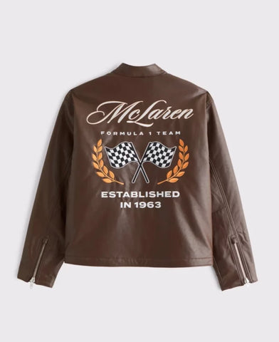 Men’s McLaren Brown Leather Racing Jacket

