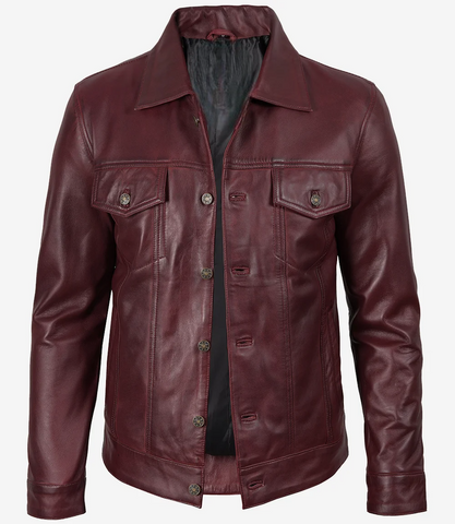Mens-Real-Lambskin-Leather-Trucker-Jacket