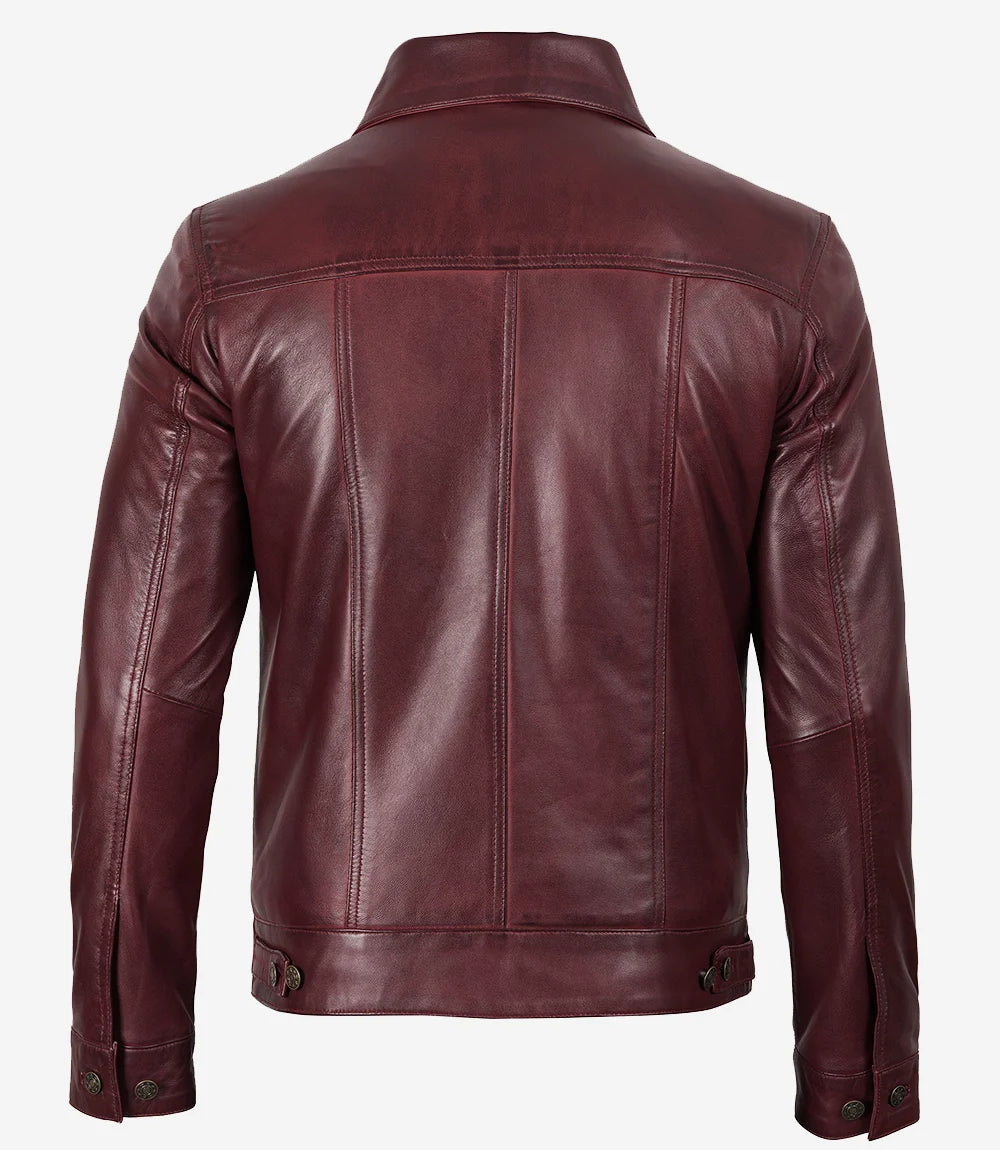 Mens-Real-LambskinLeather-Trucker-Jacket