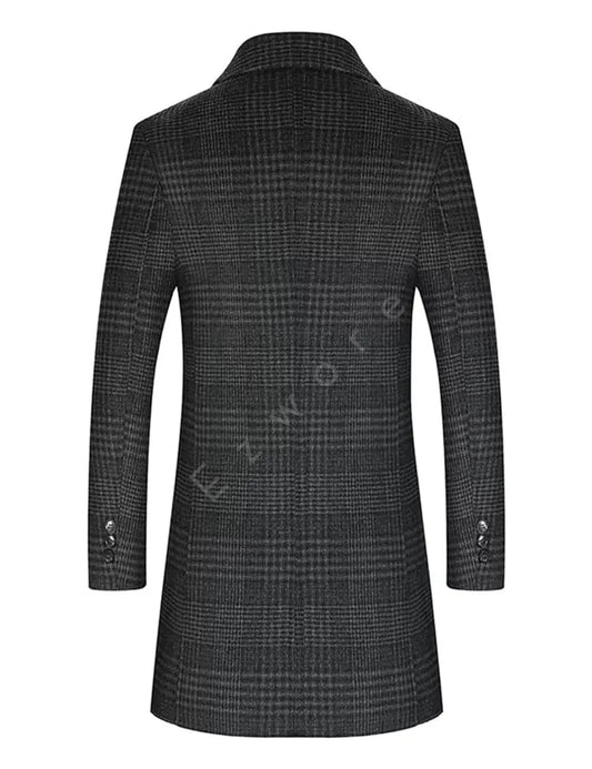 Mens Autumn and Winter Tartan Double-Sided Coat