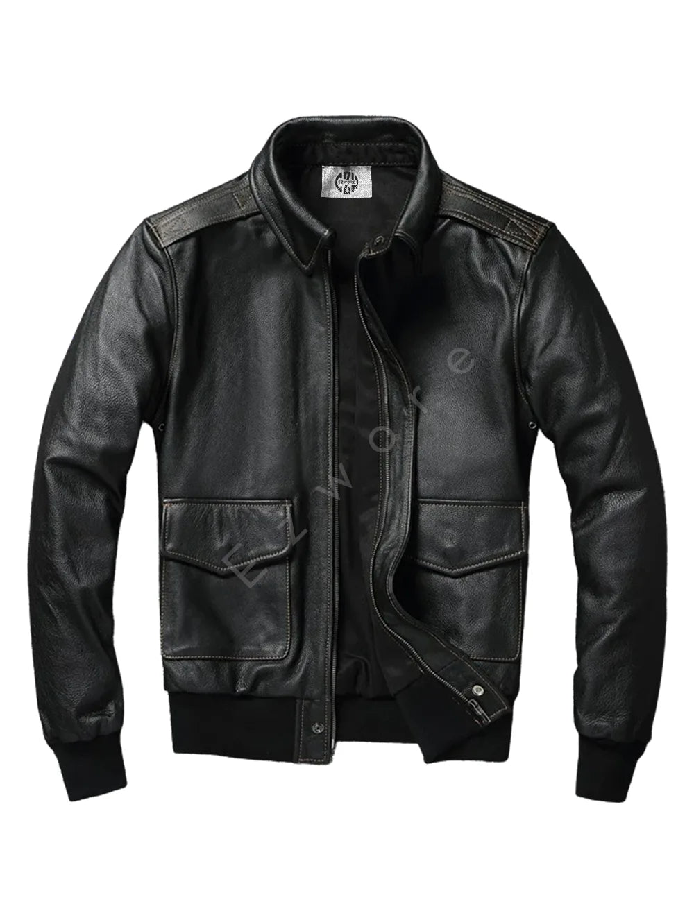 Mens Aviator Flight Distressed Leather Bomber Jacket