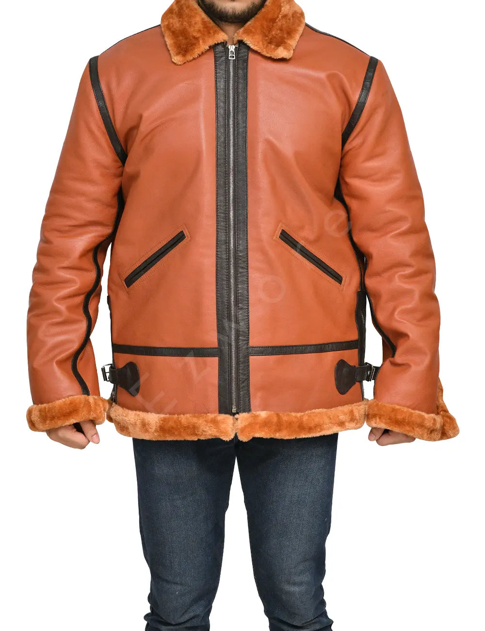 Mens Aviator Leather Bomber Jacket