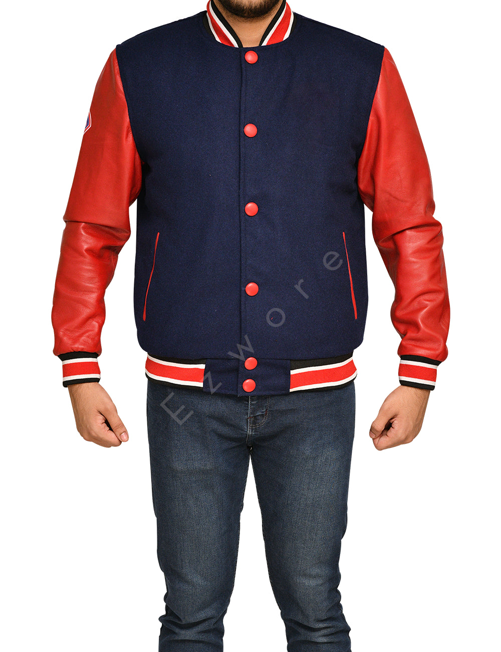 Mens Baseball Red and Blue Varsity Jacket