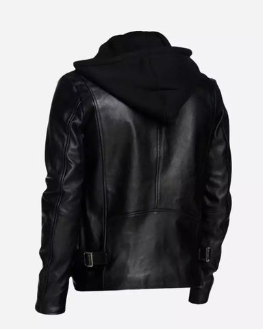 Men Black Detachable Hooded Jacket