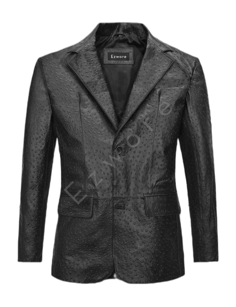 Mens Black Ostrich Leather Blazer