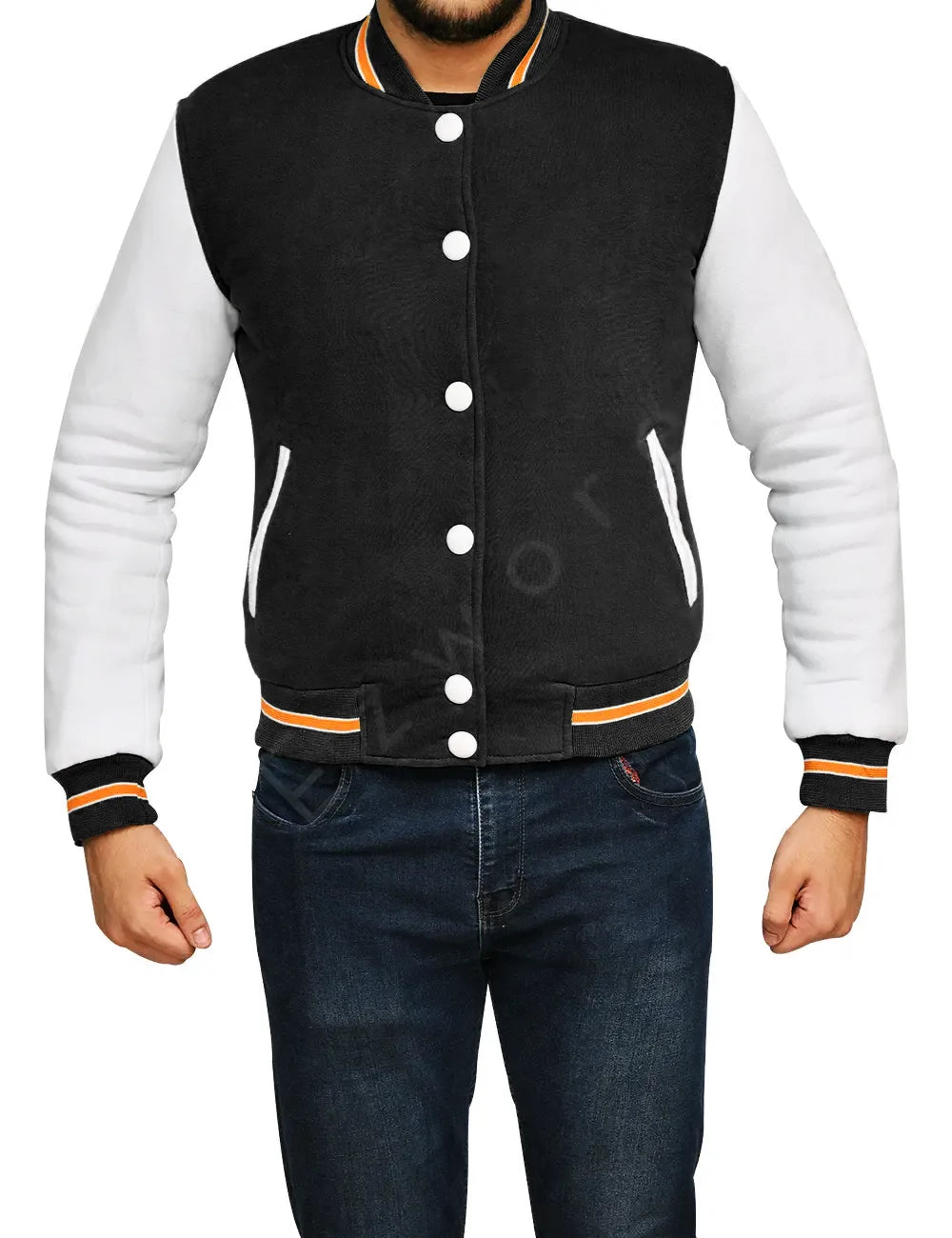 Mens Black and White Varsity Jacket