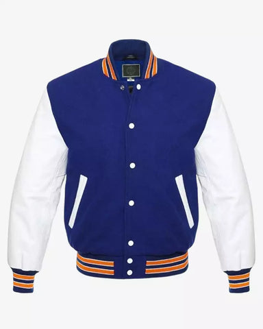 Mens Blue and White Varsity Jacket