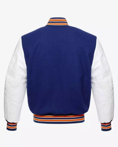 Mens Blue and White Varsity Jacket