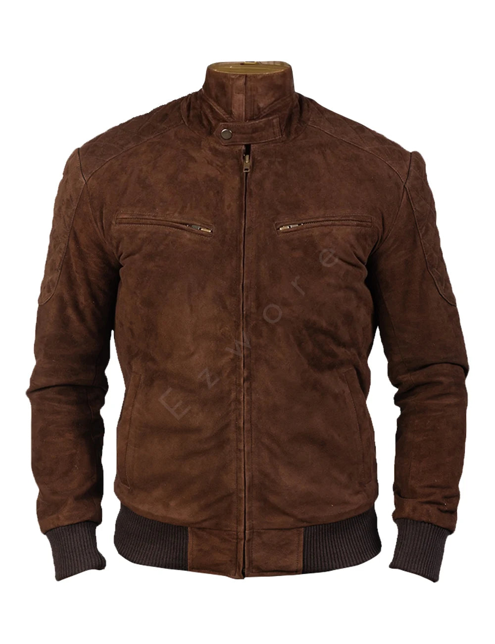 Mens Brown Bomber Suede Jacket