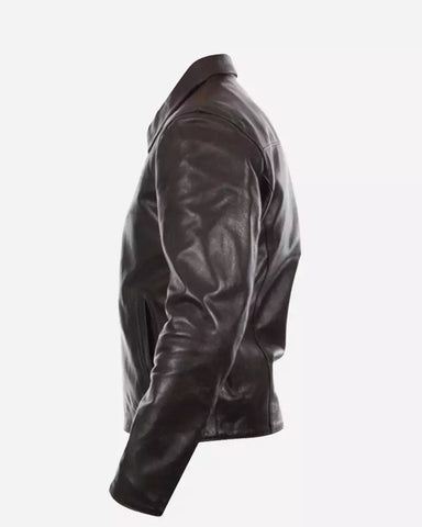 Mens BrownItalian Genuine Real Leather Jacket