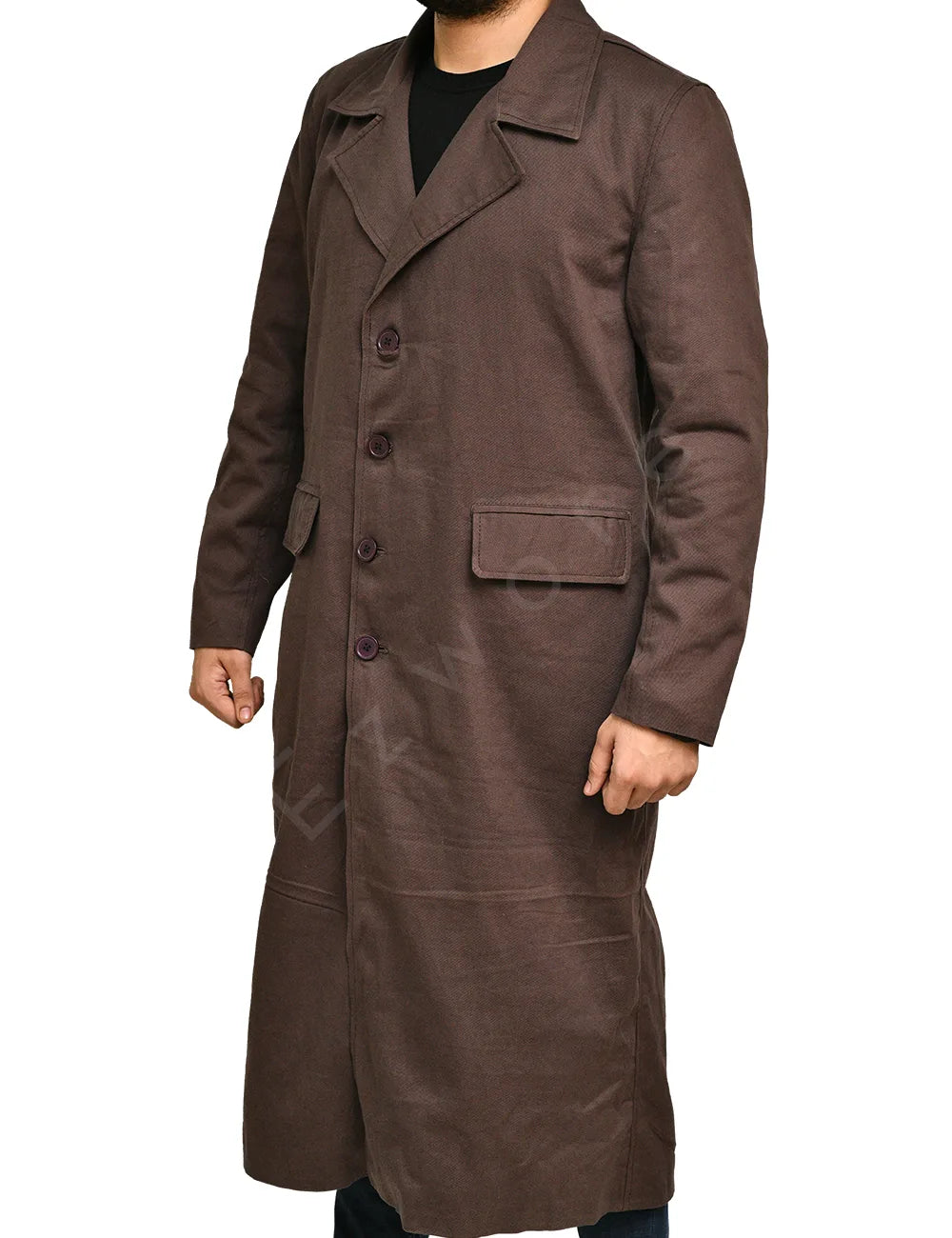 Mens Brown Wool Trench Coat